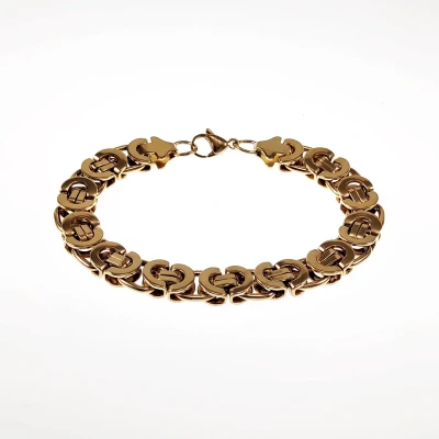 Afbeelding van 11mm Platte Koningsarmband Stalen Goudkleur Schakelarmband
