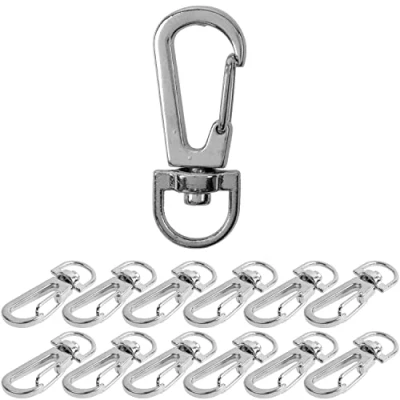 Afbeelding van Karabijnhaak met draaisluiting, 12 stuks, 10 mm D ring karabijnhaak, zakkarabijnhaak 360 graden draaibare ringring, metalen riemgesp haak om te knutselen, draagriem karabijnsluiting