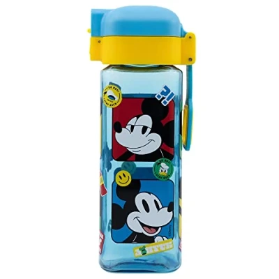 Afbeelding van Mickey Mouse herbruikbare drinkfles voor kinderen, lekvrij, met draaggreep, inhoud 550 ml