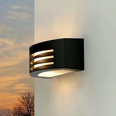 Afbeelding van Licht Erlebnisse Wandlamp zwart B: 29cm H: 11cm Modern Design IP44 E27 FLANDEN Buitenlamp Up Down Gevel Deur