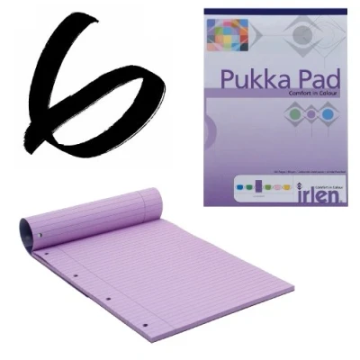 Afbeelding van 6x Lavender Pukka Pad A4 80gsm Ruled With Margin 100 Pages 50 Sheets