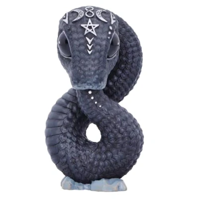 Afbeelding van Nemesis Now Cult Cuties Ouroboros Snake 9,6 cm, hars, zwart, occulte slangenbeeldje, eng schattig slangengeschenk, gegoten in de fijnste liefdevol handgeschilderd