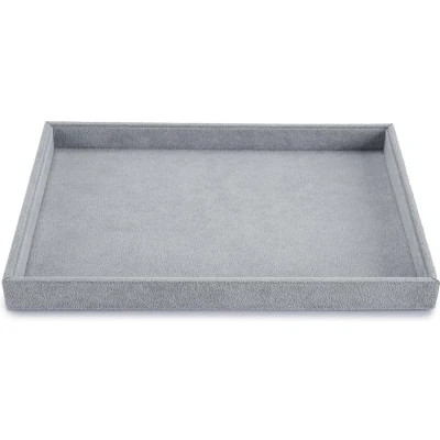 Afbeelding van Inovra ® Stapelbare Fluwelen Sieraden Organizer Lade Inzetstukken voor Ringen en Oorbellen (Grijs)