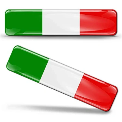 Afbeelding van Biomar Labs® 2 x Stickers 3D Gel Siliconen Italië Vlag Auto Sticker F 13