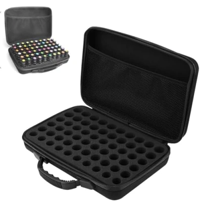 Afbeelding van Candeon Essentiële oliën opslag 60 Grid etherische olie draagtas Hard Shell Case Travel Tas Organizer Voor flessen 5ml, 15ml (zwart)