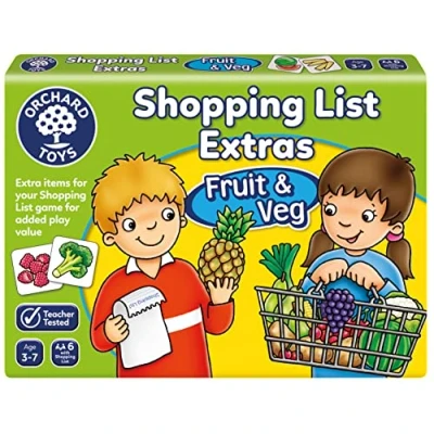 Afbeelding van Orchard Toys Shopping List Extras Pack Fruit &amp; Veg Educational Game for Kids, Add On to List, Age 3 7, Toddlers.