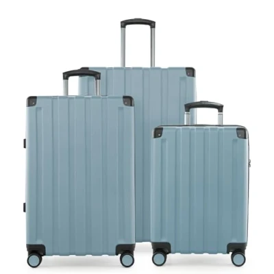 Afbeelding van HAUPTSTADTKOFFER Q Damm set van 3 koffers handbagage koffer 54 cm, middelgrote 68 cm + grote reiskoffer 78 harde schaal ABS, TSA, Zwembad blauw