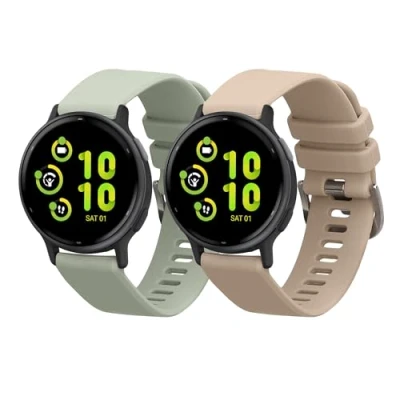 Afbeelding van kwmobile 2x horlogebandjes geschikt voor Garmin vivoactive 5 / active bandje Smartwatch bandjes van TPU Activity tracker horloge band in pastelgroen crème
