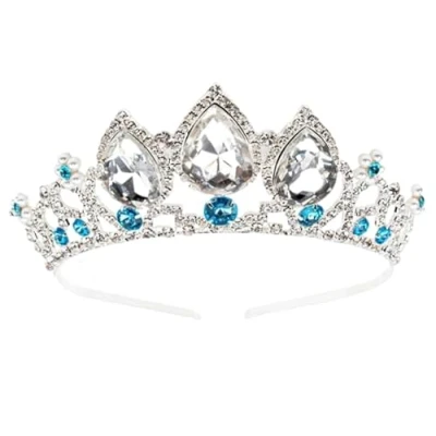 Afbeelding van LEEMASING Meisjes prinses verwarde kristal strass cosplay tiara hoofdband kroon voor prom Halloween verjaardag kostuum feest (zilverblauw)