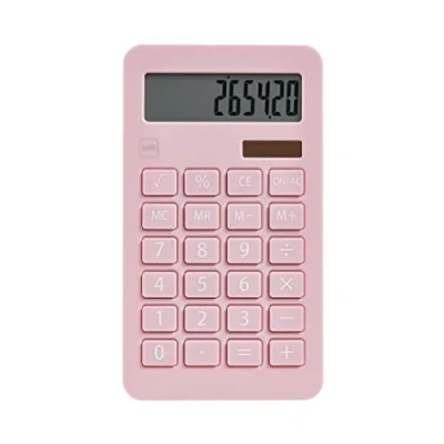 Afbeelding van Miquelrius Calculator op zonne energie, 10 cijfers, grote toetsen, LCD display, roze