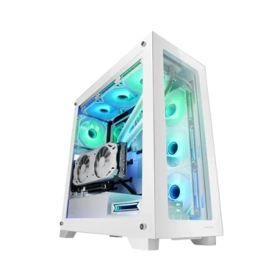 Afbeelding van Mars Gaming MC XP, Custom E ATX Behuizing, Dubbel Geglazuurd Gehard Glas, Volledige Ondersteuning voor Vloeistofkoeling, XXL Tower, Verticale PCI&#039;s, USB 3.0, Wit