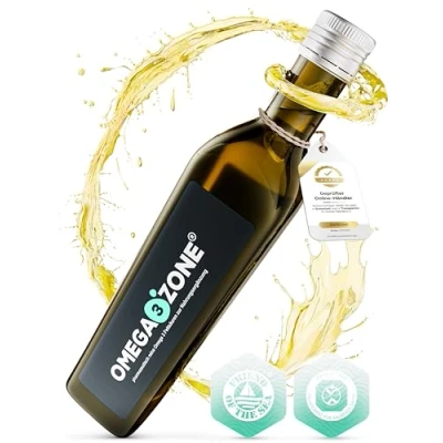 Afbeelding van omega3zone Hooggedoseerde Omega 3 visolie olie met 5400 mg per portie Premium getest in laboratorium, gemaakt Duitsland 500 ml (500ml, Grapefruit)