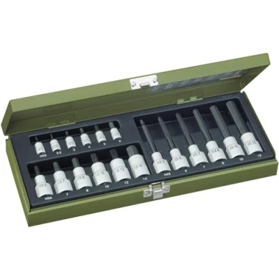 Afbeelding van Proxxon 23100 Speciale set voor binnenzeskantschroeven met 6,3 mm (1/4&quot;) HX2 HX6 en 12,5 (1/2&quot;) aandrijving HX14 (kort) &amp; HX5 HX12 (lang) 18 delig