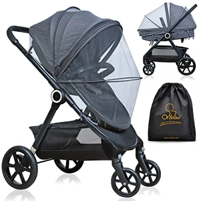 Afbeelding van Orzbow Universeel Klamboes voor Kinderwagen,Duurzaam Muggennet Wandelwagen met Rits,Stabiel Muskietennet Buggy Elastische Rand,Kwaliteitsdicht Gaas,Sterke Steun (Donkergrijs)