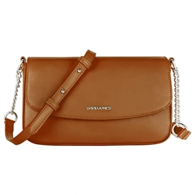 Afbeelding van David Jones Kleine Schoudertas Dames Telefoontas PU leer Hard Handtas Portemonnee Stokbrood Rechthoekige Tas, Avondtas Winkelen Stad Mode Cognac Bruin