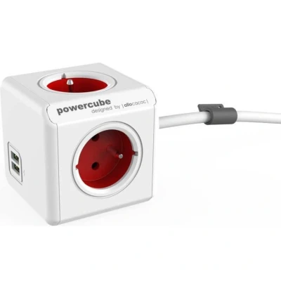 Afbeelding van Allocacoc PowerCube Extended USB Rood 1,5 Meter (FR)