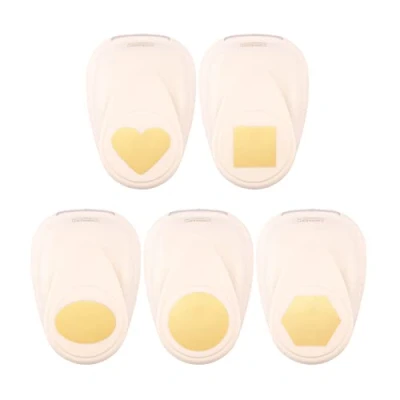 Afbeelding van Vaessen Creative Stanzer Set motiefpons vierkant, cirkel, ovaal, hart, zeshoek 5 stuks gekleurd papier en knutselmateriaal tot 250 g/m² om te knutselen met scrapbooking