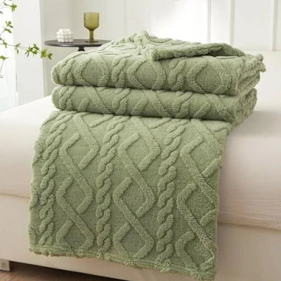Afbeelding van Mezzar Sprei voor tweepersoonsbed, fleece, zachte bankdeken, fleecedeken warm en comfortabel bed (groen, 150 x 200 cm)
