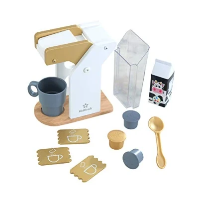 Afbeelding van KidKraft 53538 Koffieset van hout voor kinderspeelkeukens in moderne metallic kleuren, accessoire speelkeukens