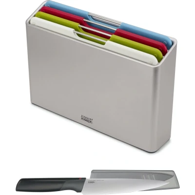 Afbeelding van Snijplank Giftset Joseph Folio Met Chefsmes Silver Zilver (4 Delig)