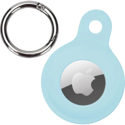 Afbeelding van Hoesje Geschikt voor Apple AirTag Sleutelhanger Houder Siliconen Hoes Lichtblauw