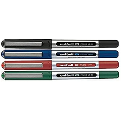 Afbeelding van Uni Ball Micro UB 150 Balpen, gemengde kleuren, zwart, blauw, rood, groen, 4 stuks
