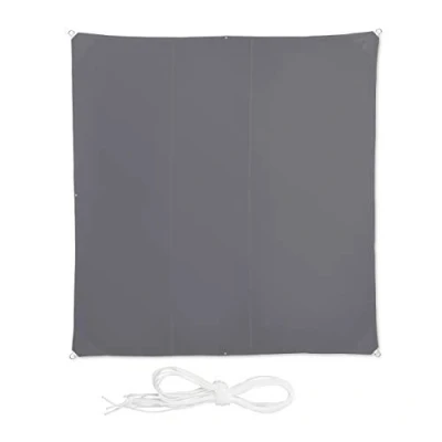 Afbeelding van Relaxdays schaduwdoek vierkant, waterafstotend, uv bestendig, met scheerlijnen, terras, balkon, 4 x m, grijs