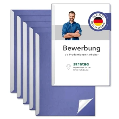 Afbeelding van STRATAG Klemrail applicatieset Start Basic (blauw, 6 stuks) met transparant deksel van PP kunststof en bindruggen robuuste 290 g/m² karton lederstructuur (6 toezichtmappen blauw)