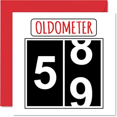Afbeelding van Leuke 59e verjaardagskaarten voor mannen vrouw Oldometer Happy Birthday Card papa mama opa oppas oma oom tante neef vriend, 145mm x wenskaarten, verjaardagskaart