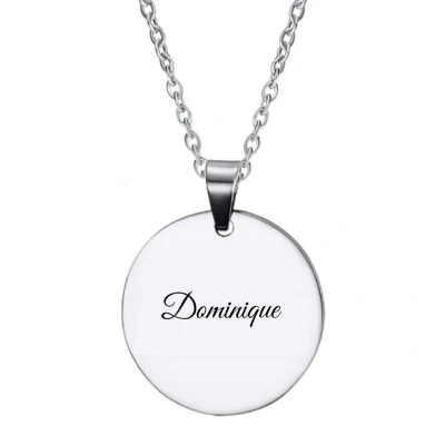 Afbeelding van Ketting RVS Met Naam Gravering Dominique Zilver Rond