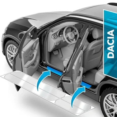 Afbeelding van uProtect Auto Instaplijstbescherming voor Dacia Spring BBG I 2021 2024 Beschermfolie, autodeur, accessoires, sierlijsten, lakbeschermingsfolie, transparant