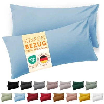 Afbeelding van Blumtal Kussensloop Microvezel Kussenhoes 40 x 60 cm Lichtblauw Met Rits Set van 2