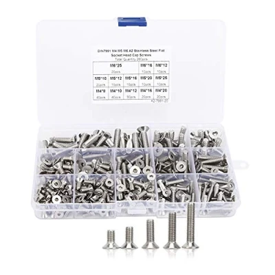 Afbeelding van 260Pcs Hex Socket Flat Head Screw Set, M4 M5 M6 RVS Verzonken schroef Assortiment Kit Bevestigingsgereedschap met opbergdoos