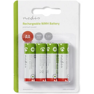 Afbeelding van Oplaadbare AA batterij Nedis 4 stuks (NiMH, 2600 mAh, 1.2 V)