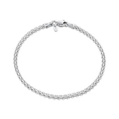 Afbeelding van Amberta Sieraden Echt 925 Sterling Zilver Armband Bismark Schakelarmband Bedelarmbanden voor Vrouwen en Man Unisex Lengte: 20cm