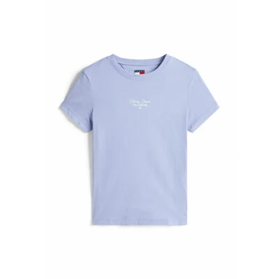 Afbeelding van Tommy Jeans SLIM ESS LOGO 1 EXT Tshirt print, Dames, Maat: 54, Vintage iris