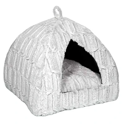 Afbeelding van Petface Pluche katten Iglu, luxe huisdierbed van bamboe.