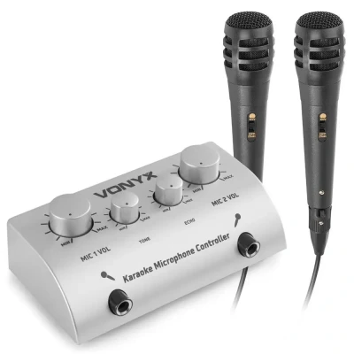 Afbeelding van Stagg 103112 karaoke uitrusting (QTX Sound Mixer, 2x microfoon)