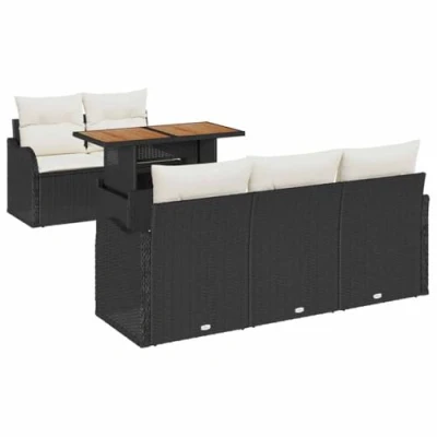 Afbeelding van vidaXL 6 delige ligbed set met kussens zwart poly rattan