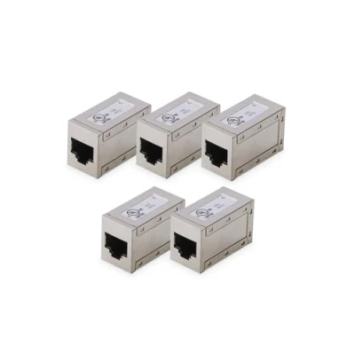Afbeelding van DIGITUS AT AG 8/8 C6S RJ45 Koppeling Cat 6 5 stuks Lan Kabel Verlenging Cat6 Netwerkkabel Connector PoE Compatibel Modulaire Voor Switch, DSL, Modem, Router, PC Zilver