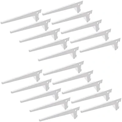 Afbeelding van Emuca 7908412 Plankbeugels voor wandrail met enkele sleuf (rasterafmeting: 50mm), Wit, 400mm, Set van 20 stuks