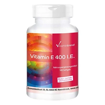 Afbeelding van Vitamine E 400 I.E. hoge dosering bulkverpakking 180 softgels Vitamintrend®