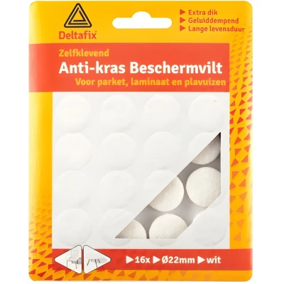 Afbeelding van Deltafix Anti krasvilt Rond 28mm Wit 8 Stuks