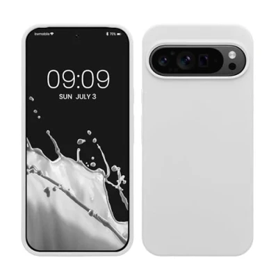 Afbeelding van kwmobile telefoonhoesje geschikt voor Google Pixel 9 Pro XL Hoesje met siliconen coating Smartphone case in mat wit