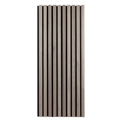 Afbeelding van Proviston Akoestische 3D wandpanelen, 4 stuks, gefineerd mdf houten lamellen in de kleur walnoot, vilten ondergrond als dragermateriaal, 1200 x 600 21 mm