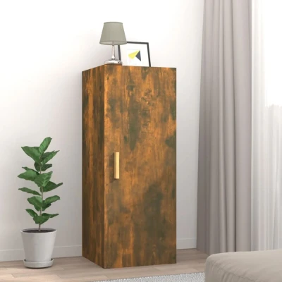 Afbeelding van Wandkast 34,5x34x90 cm bewerkt hout gerookt eikenkleurig