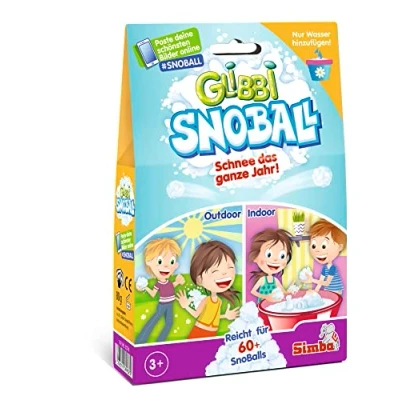 Afbeelding van Simba 105953074 Glibbi Snoball, sneeuwbalgevecht het hele jaar, poeder verandert water in sneeuw, 4 x 20 g, 60 ballen, gelmassa, snowball, glibber, vanaf 3 jaar [exclusief bij Amazon], medium