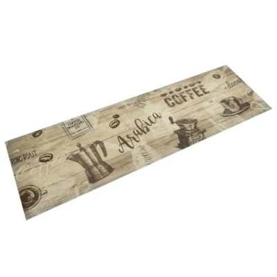 Afbeelding van Keukenmat wasbaar koffieprint 45x150 cm fluweel bruin