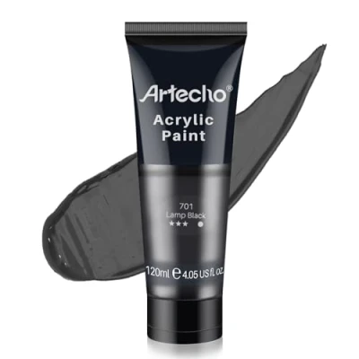 Afbeelding van Artecho professionele acrylverf, Zwart (120 ml/4 oz) buizen, kunst ambachtelijke verven voor canvasschilderen, steen, hout, stof, kunstbenodigdheden kunstenaars