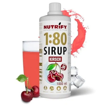Afbeelding van NUTRIFY Vital Fitness Drink 1:80 siroop 1 L kersen, drankconcentraat met vitaminen en carnitine suikervrij geeft 80 liter sportdrank caloriearm, 1000 ml